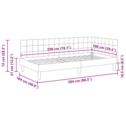 Eckbettgestell mit Kopfteil Dunkelgrau 100 cm x 200 cm Samt