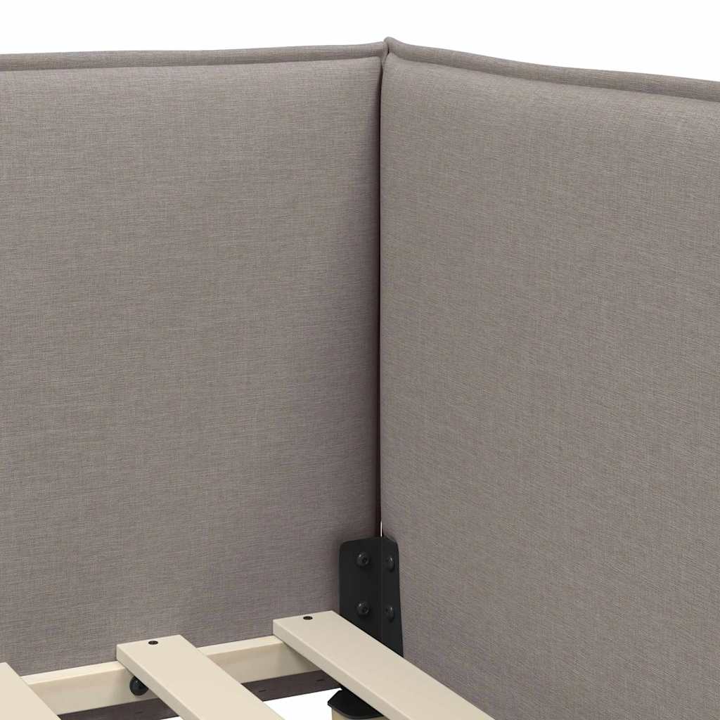 Eckbettgestell mit Kopfteil Taupe 90 x 190 cm Stoff