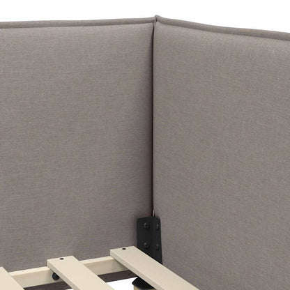 Eckbettgestell mit Kopfteil Taupe 90 x 190 cm Stoff