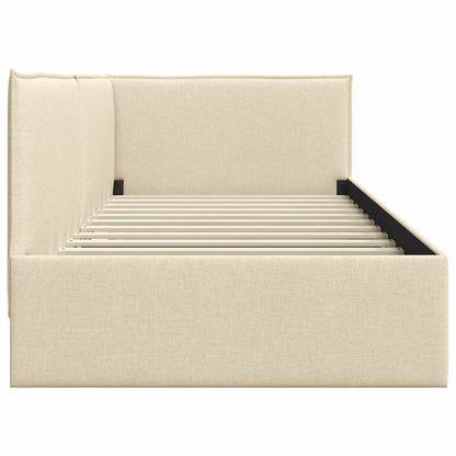 Eckbettgestell mit Kopfteil Creme 90 x 200 cm Stoff