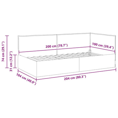 Eckbettgestell mit Kopfteil Dunkelgrün 100 x 200 cm Stoff