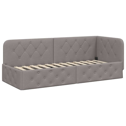 Eckbettgestell mit Kopfteil Taupe 80 x 200 cm Stoff
