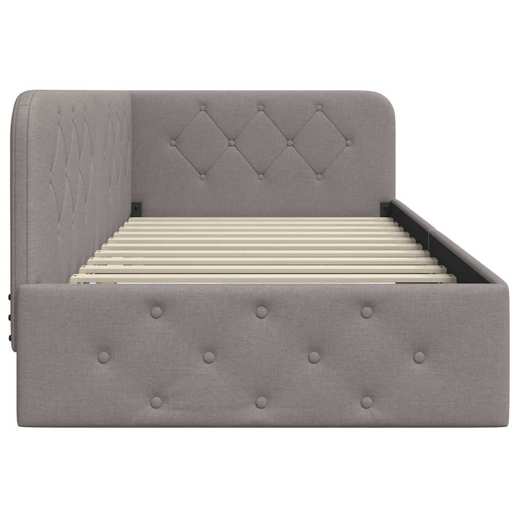 Eckbettgestell mit Kopfteil Taupe 90 x 190 cm Stoff