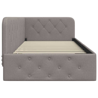 Eckbettgestell mit Kopfteil Taupe 90 x 190 cm Stoff