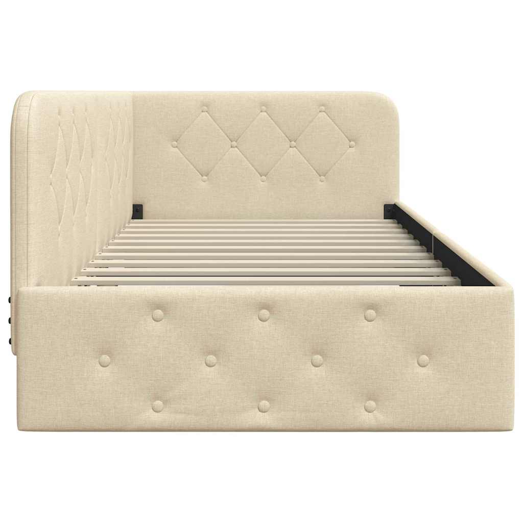 Eckbettgestell Creme 90 x 190 cm Stoff