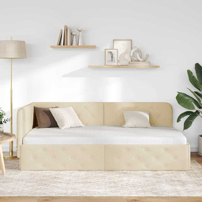 Eckbettgestell Creme 90 x 200 cm Stoff