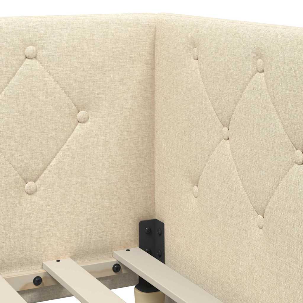 Eckbettgestell Creme 100 x 200 cm Stoff