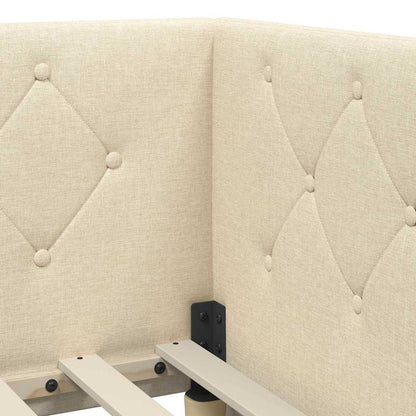 Eckbettgestell Creme 100 x 200 cm Stoff