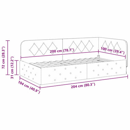 Eckbettgestell Creme 100 x 200 cm Stoff