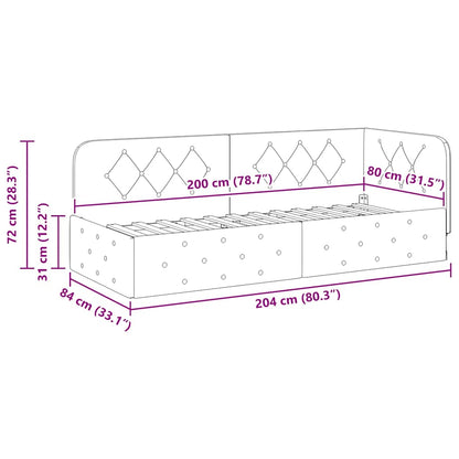 Eckbettgestell Rosa 80 x 200 cm Samt