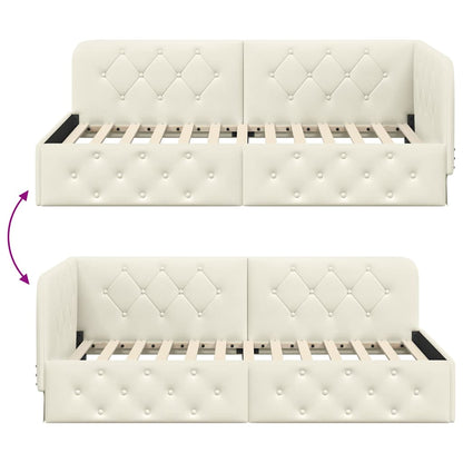 Eckbettgestell Creme 90 x 200 cm Samt