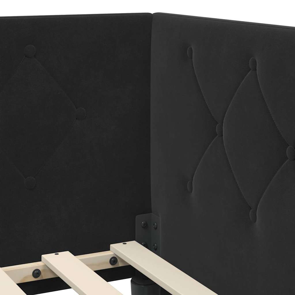 Eckbettgestell Schwarz 100 x 200 cm Samt