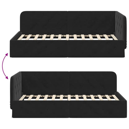 Eckbettgestell Schwarz 100 x 200 cm Samt