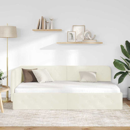 Eckbettgestell Creme 100 x 200 cm Samt
