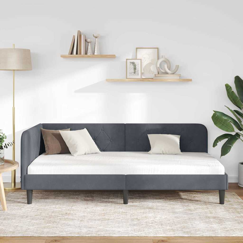 Eckbettgestell Dunkelgrau 90 x 190 cm Samt