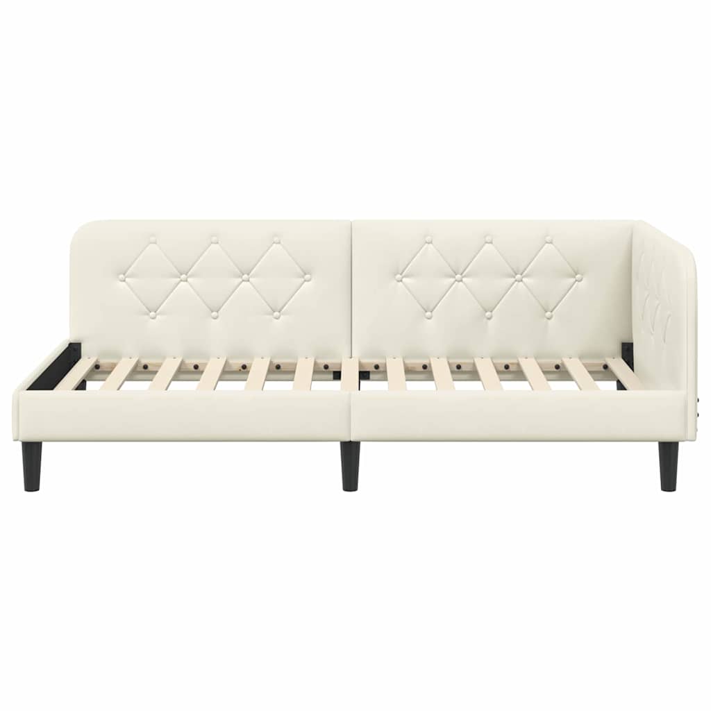 Eckbettgestell Creme 100 x 200 cm Samt