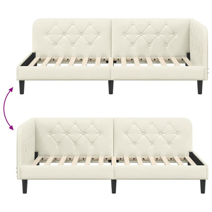 Eckbettgestell Creme 100 x 200 cm Samt