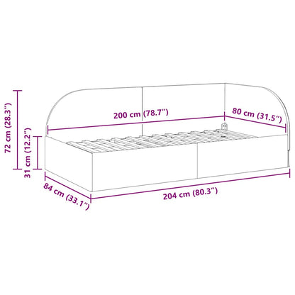 Eckbettgestell mit Kopfteil Dunkelgrau 80 cm x 200 cm Samt
