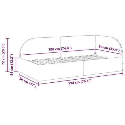Eckbettgestell mit Kopfteil Hellgrau 90 cm x 190 cm Samt