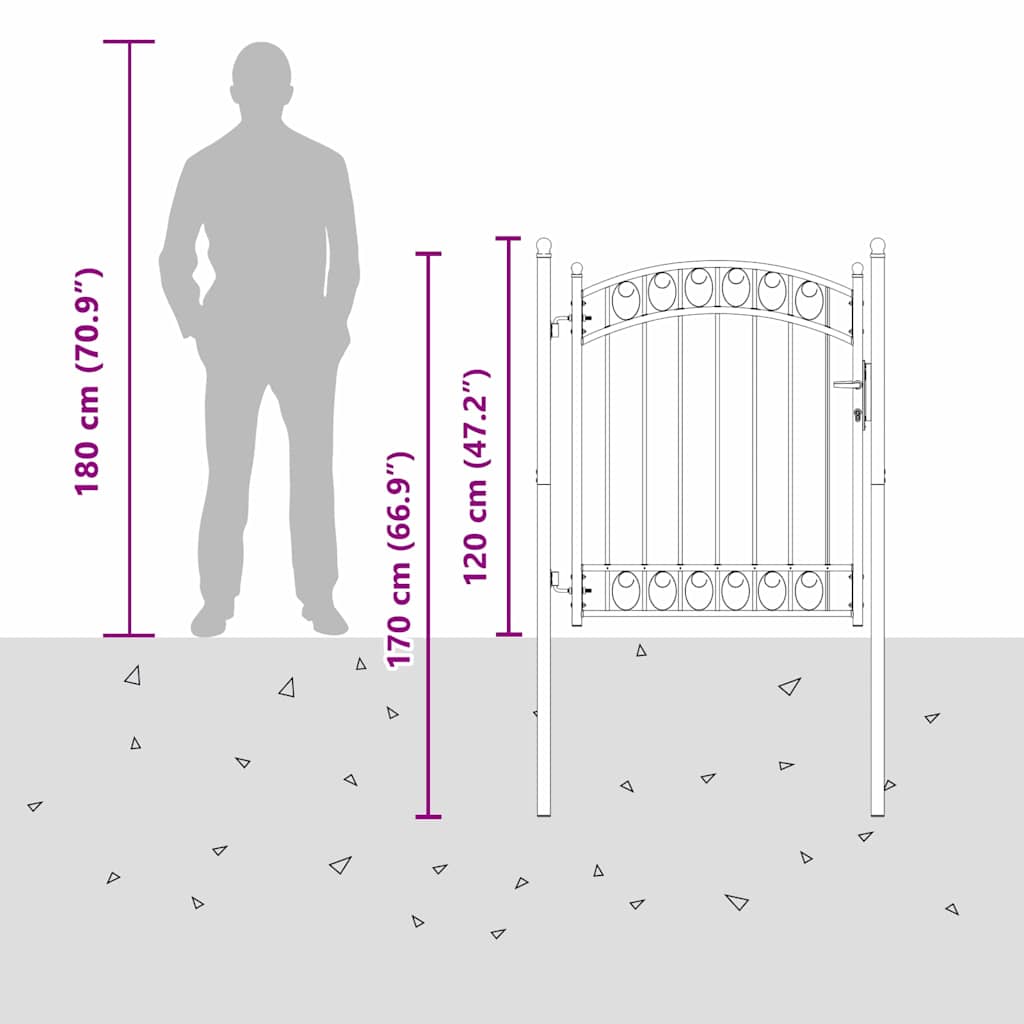 Zauntor mit Schloss Grau 150 x 100 cm Pulverbeschichteter Stahl