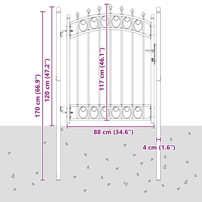 Zauntor mit Spitzen Grau 150 x 100 cm Pulverbeschichteter Stahl