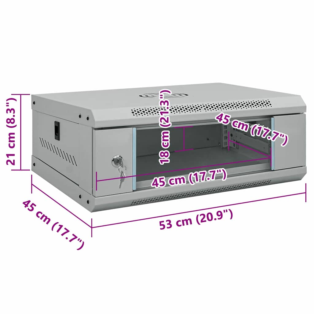 Netzwerkschrank mit Speicher Grau 53 x 45 x 21 cm Stahl