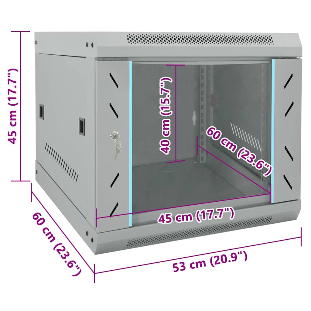 Netzwerkschrank mit Speicher Grau 53 x 60 x 45 cm Stahl
