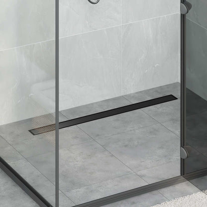 Duschablauf 2-in-1 mit 360° Siphon Schwarz 90 cm Edelstahl 304