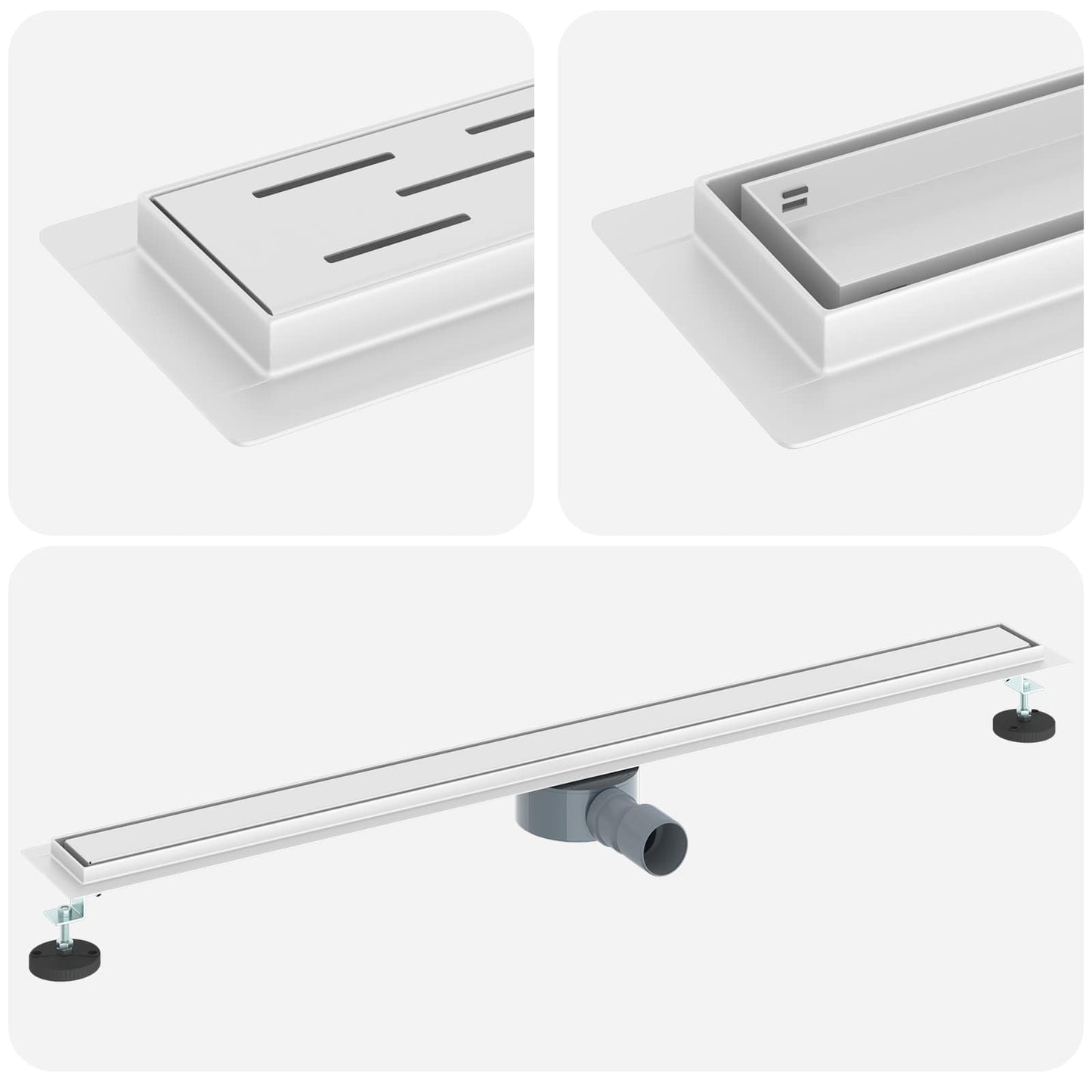 Duschablauf 2-in-1 mit 360° Siphon Silber 100 cm Edelstahl 304