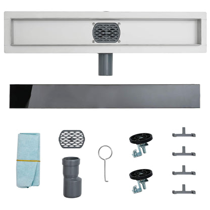 Duschabfluss mit Glashülle und 360° Siphon Schwarz 70 cm