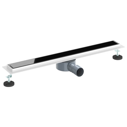 Duschabfluss mit Glashülle und 360° Siphon Schwarz 70 cm