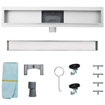 Duschabfluss mit Glasabdeckung Schwarz 100 cm Edelstahl 304