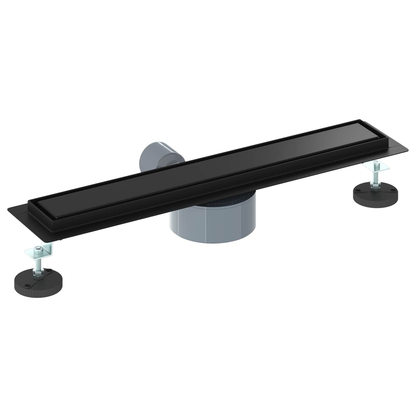 Duschablauf 2-in-1 mit 360° Siphon Schwarz 50 cm Edelstahl 304