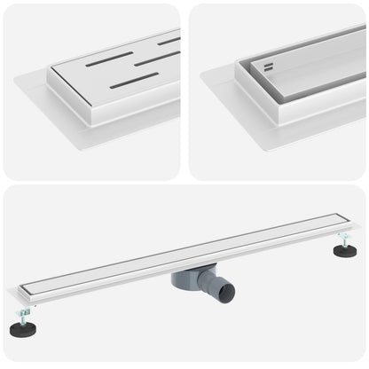 Duschablauf 2-in-1 mit 360° Siphon Silber 90 cm Edelstahl 304