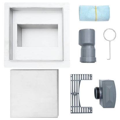 2 in 1 Duschabfluss Silber 20 x 20 cm Edelstahl 304