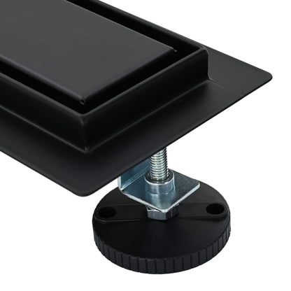 2 in 1 Duschabfluss Schwarz 80 cm Edelstahl 304