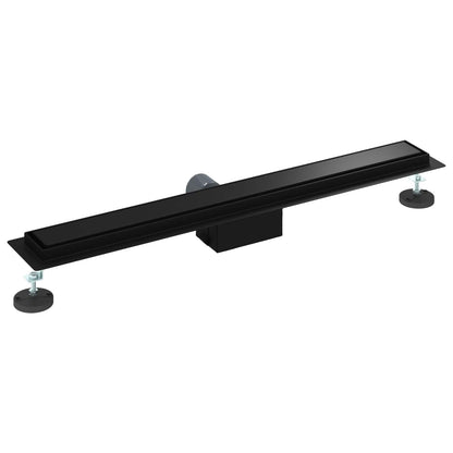 2 in 1 Duschabfluss Schwarz 80 cm Edelstahl 304