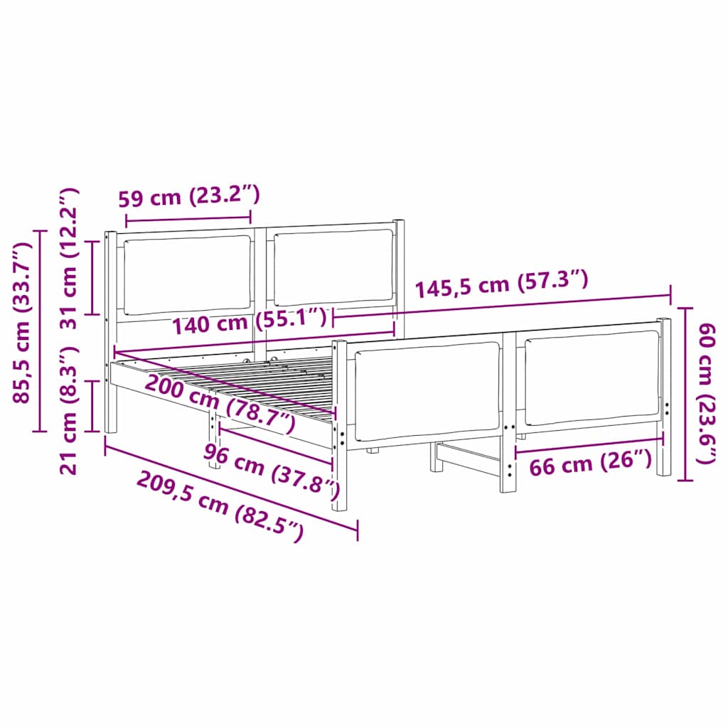Bettrahmen mit Kopfteil Taupe 140 x 200 cm Stoff