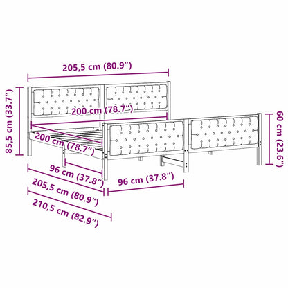 Bettrahmen Hellgrau 200 x 200 cm Massives Kiefernholz