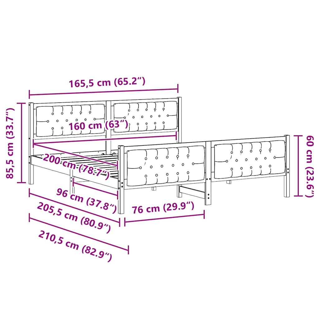 Bettrahmen Hellgrau 160 x 200 cm Massives Kiefernholz