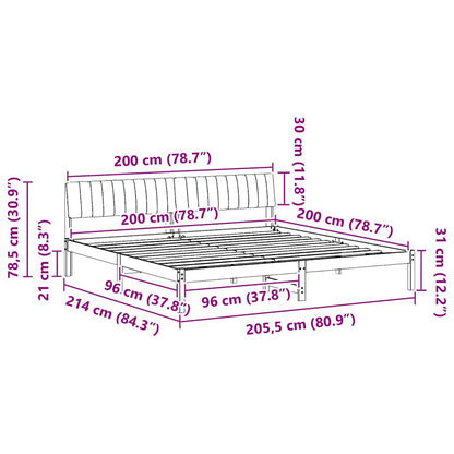 Bettgestell Weiß und Hellgrau 200 x 200 cm Massivholz Kiefer