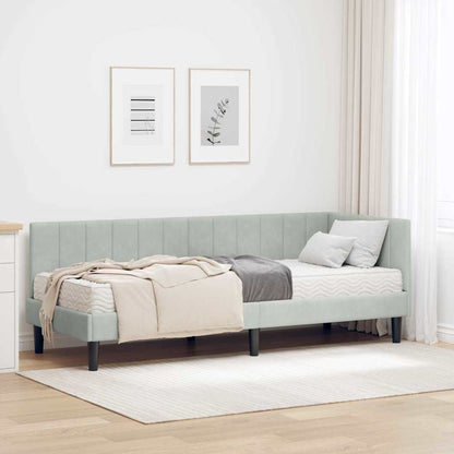 Eckbettgestell mit Matratze mit Matratze 2 pcs Hellgrau Samt