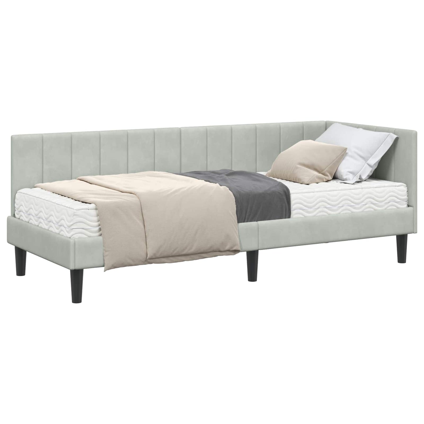 Eckbettgestell mit Matratze mit Matratze 2 pcs Hellgrau Samt