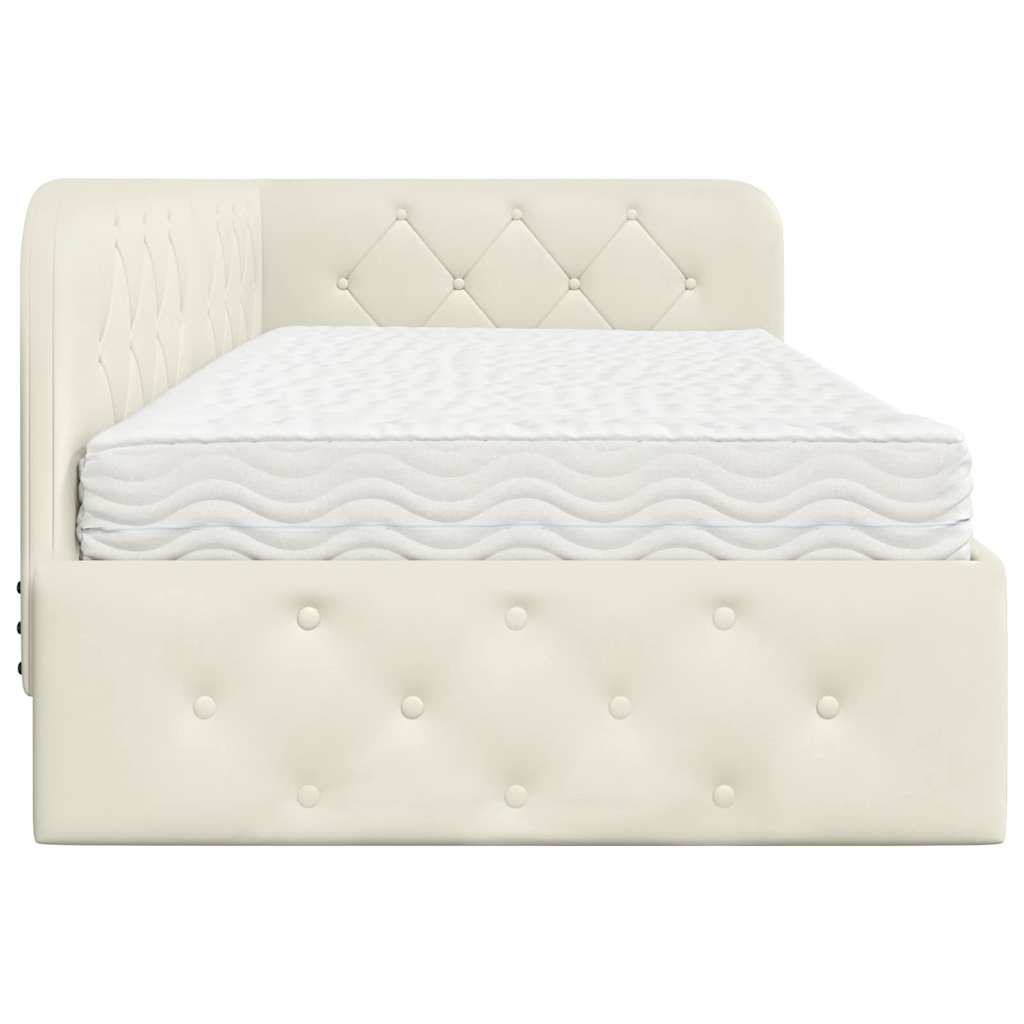 Eckbettgestell Creme 90 x 200 cm Samt