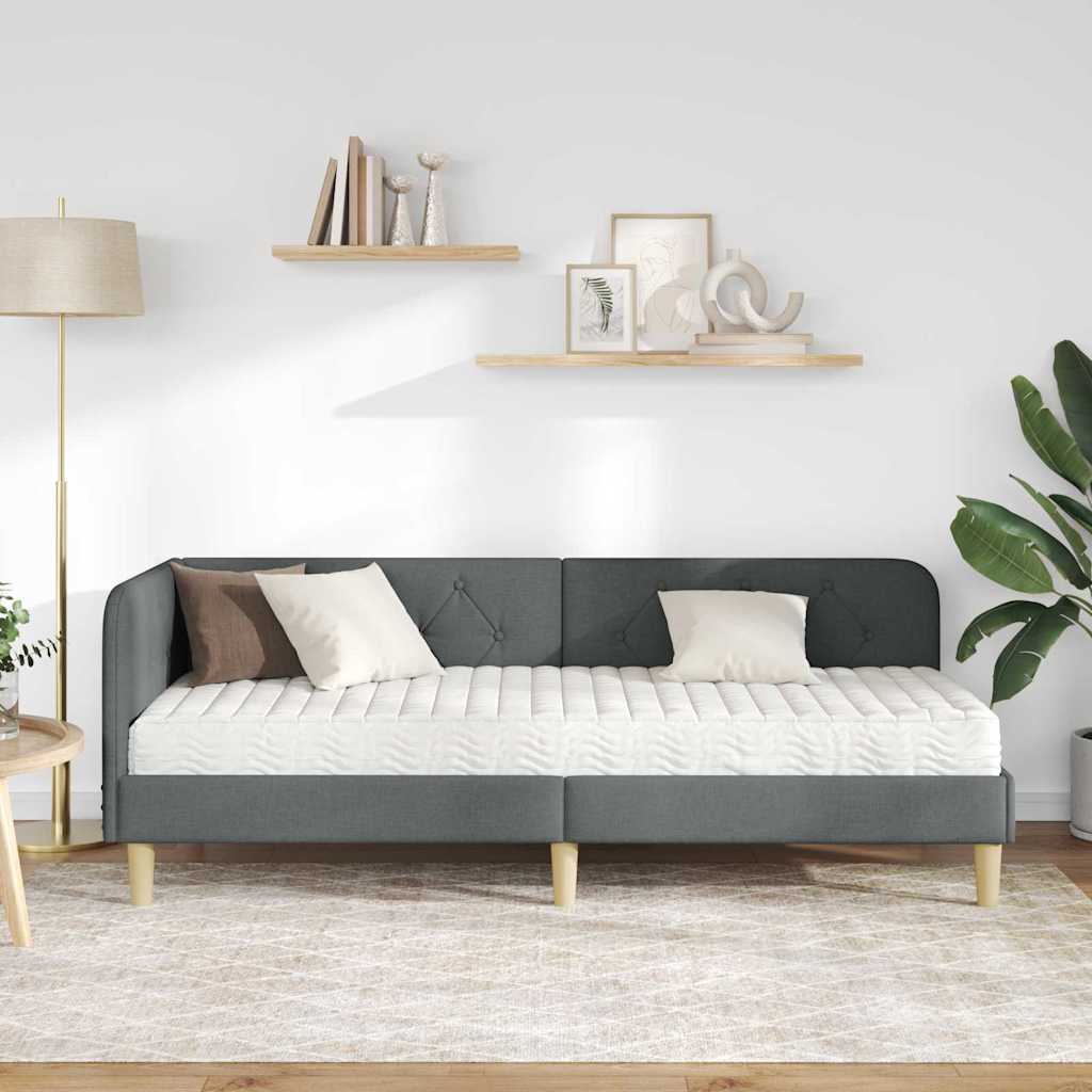 Eckbettgestell Dunkelgrau 80 x 200 cm Stoff