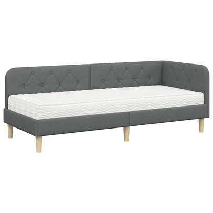 Eckbettgestell Dunkelgrau 80 x 200 cm Stoff