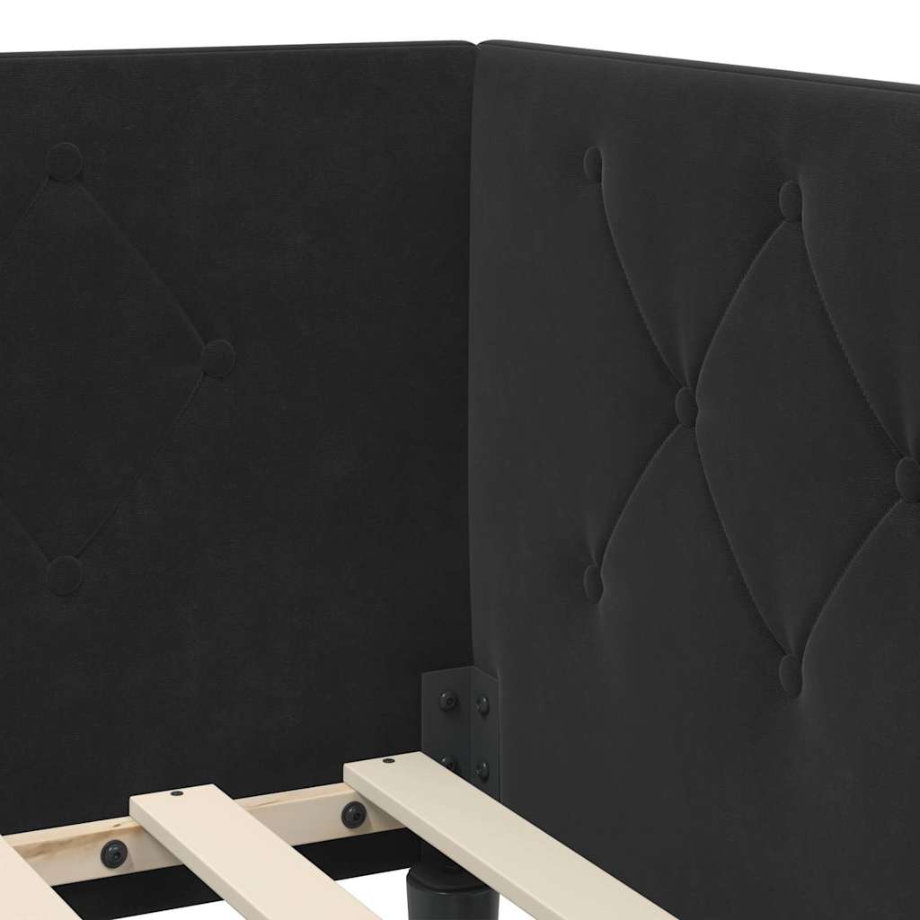 Eckbettgestell Schwarz 90 x 200 cm Samt