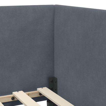 Eckbettgestell mit Matratze mit Kopfteil 2 pcs Grau Samt