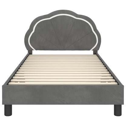 Kinderbettgestell mit Kopfteil Dunkelgrau 90 x 200 cm Samt