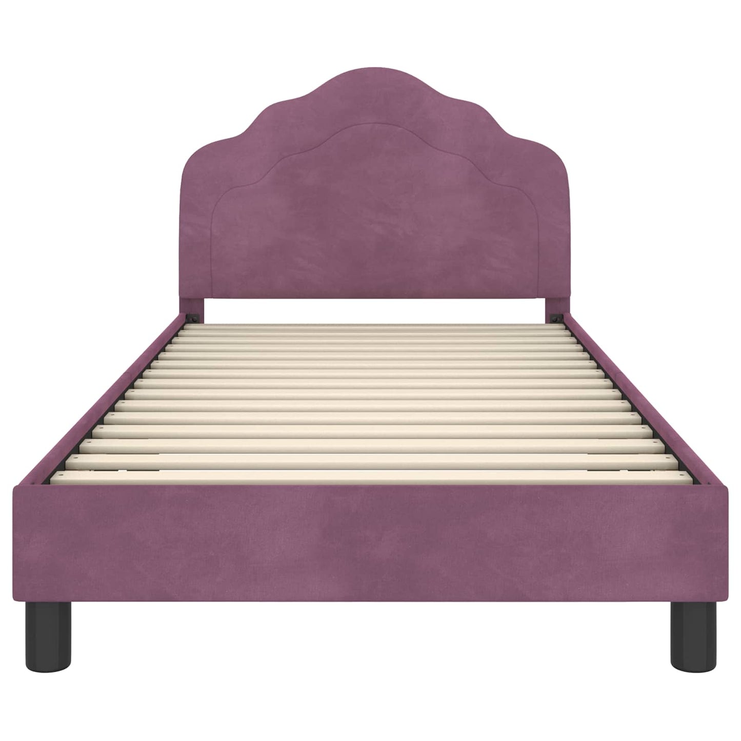 Kinderbettgestell mit Kopfteil Lila 90 x 190 cm Samt